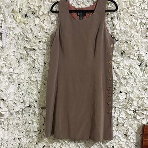 VIA SETA 100%SILK VTG Tan Sleeveless  Dress